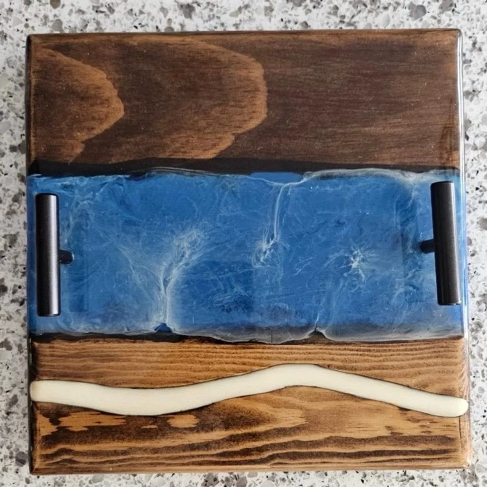 Handmade Ocean Design Charcuterie/Cutting Board w/ Handles for